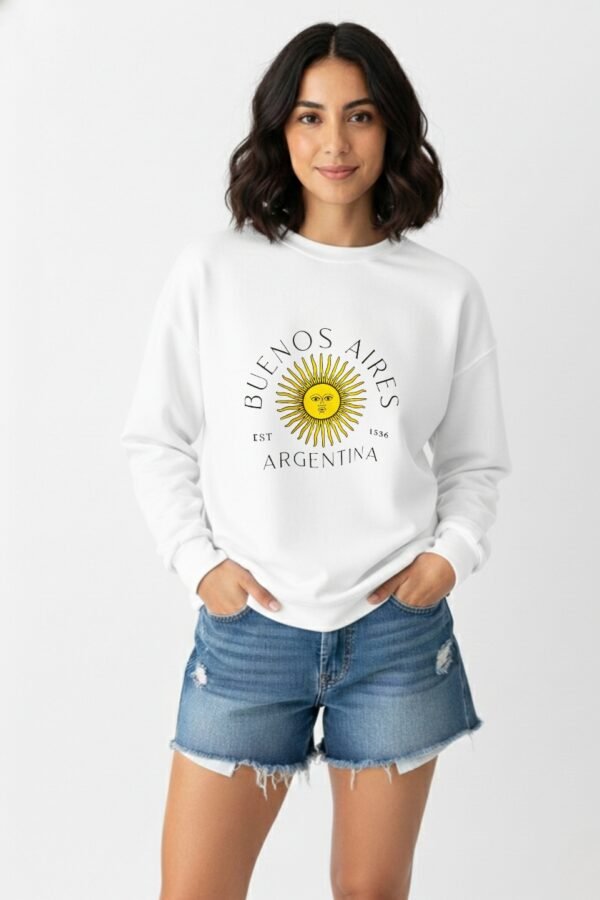 Buzo Rustico Lycra Cuello Redondo Sol De Mayo Argentina Estampado "1536"