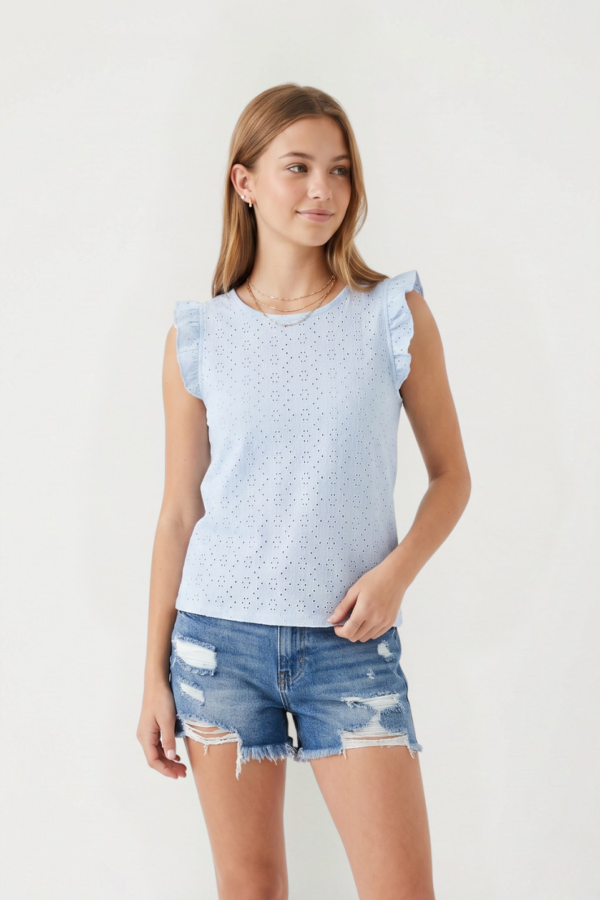 Musculosa gota con moño atras broderie crep "PAO"