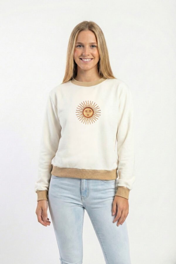 Buzo Rustico Cuello Y Puño Combinado Sol De Mayo Argentina Bordado "FEDERAL"