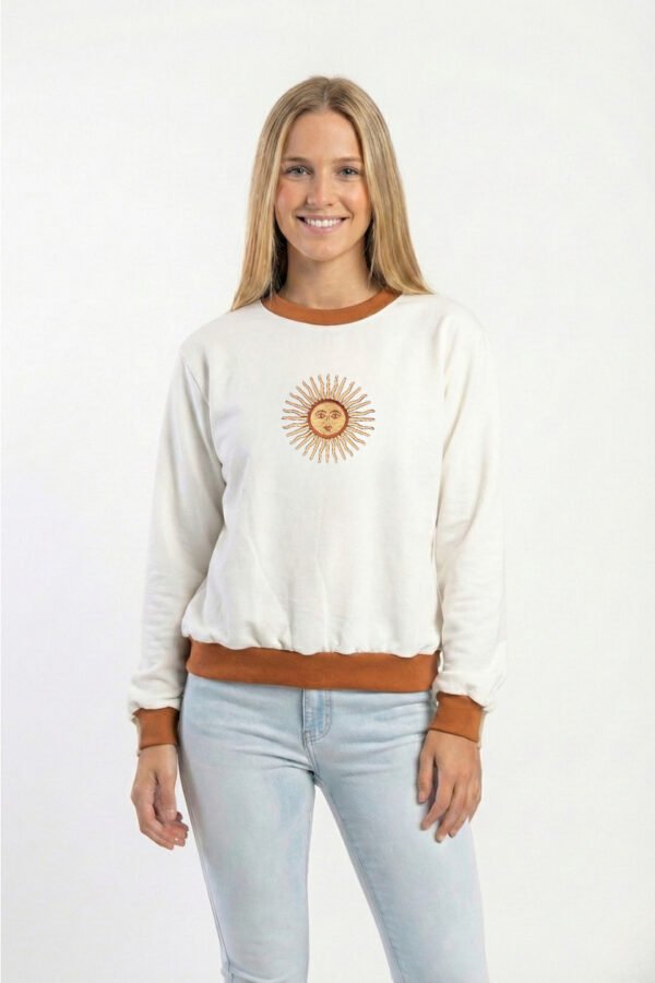 Buzo Rustico Cuello Y Puño Combinado Sol De Mayo Argentina Bordado "FEDERAL"