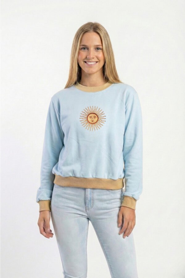 Buzo Rustico Cuello Y Puño Combinado Sol De Mayo Argentina Bordado "FEDERAL"