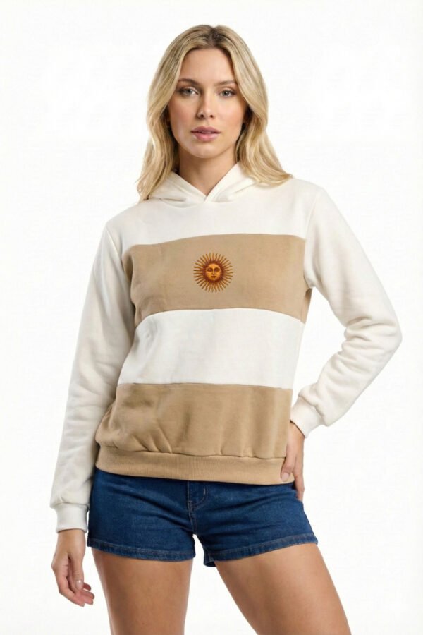 Buzo Frisa Peinado Con Capucha Sol De Mayo En DTF Argentina "BANDERA"