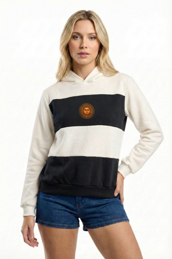 Buzo Frisa Peinado Con Capucha Sol De Mayo En DTF Argentina "BANDERA"