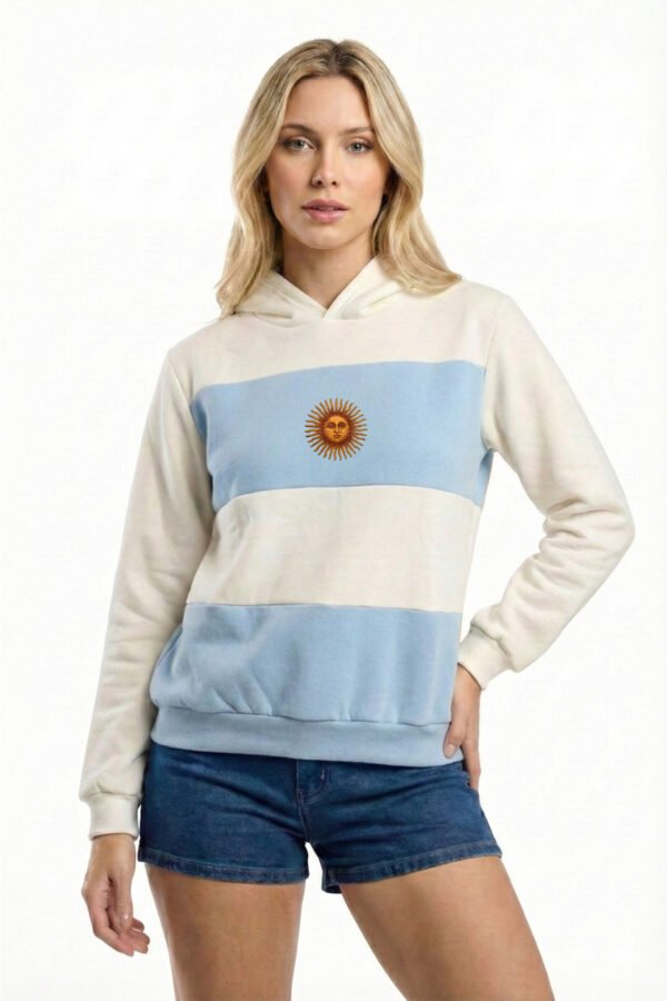 Buzo Frisa Peinado Con Capucha Sol De Mayo En DTF Argentina "BANDERA"