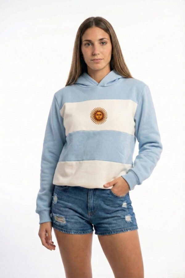 Buzo Frisa Peinado Con Capucha Sol De Mayo En DTF Argentina "BANDERA"