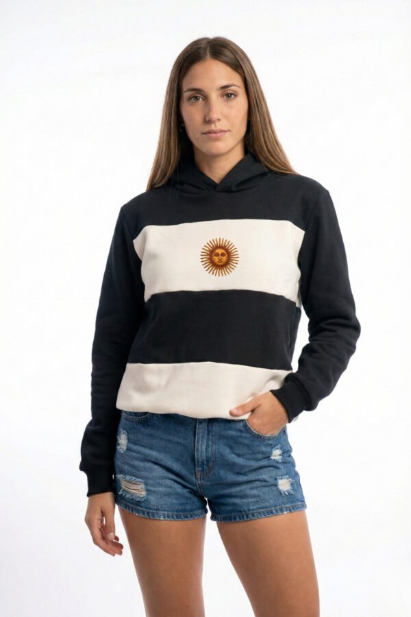 Buzo Frisa Peinado Con Capucha Sol De Mayo En DTF Argentina "BANDERA"