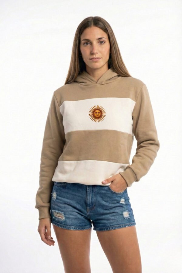 Buzo Frisa Peinado Con Capucha Sol De Mayo En DTF Argentina "BANDERA"