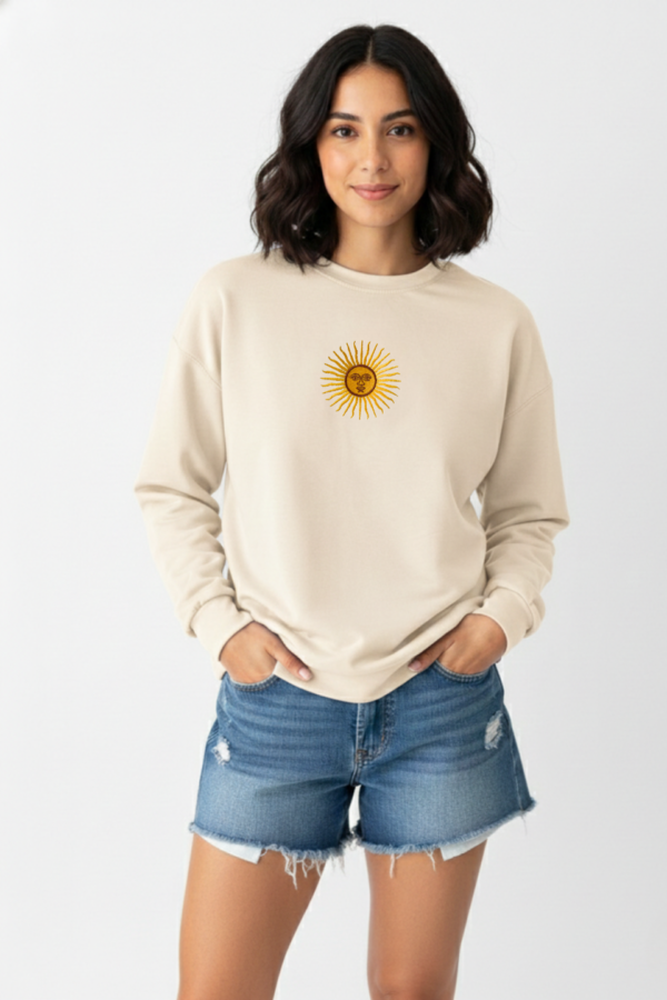 Buzo Rustico Lycra Cuello Redondo Sol De Mayo Argentina Bordado "AIRES"