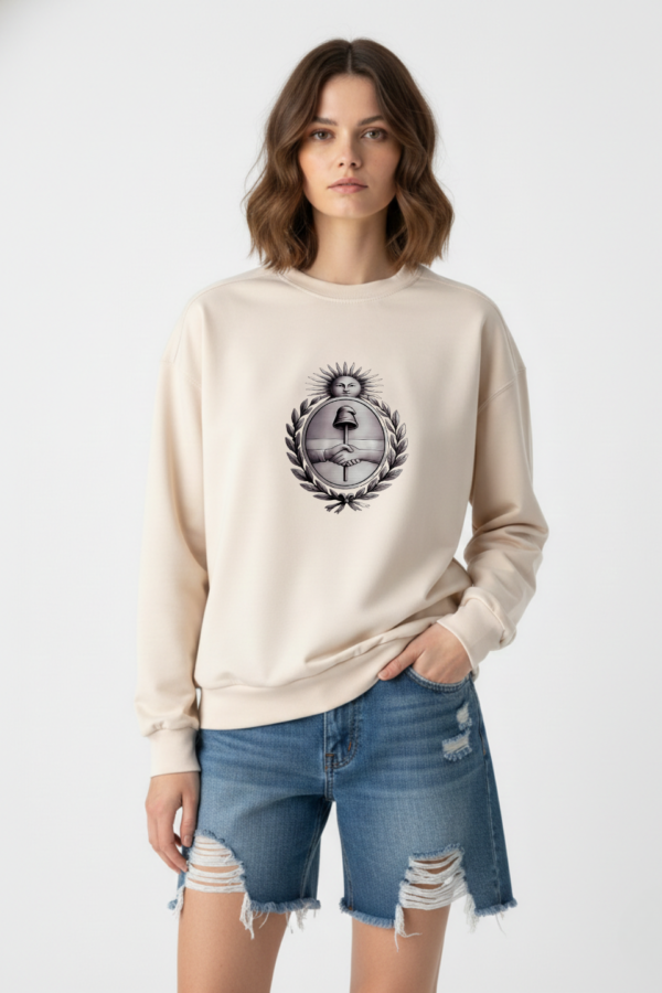 Buzo Rustico Lycra Cuello Redondo Escudo Argentina DTF "LIBERTAD"