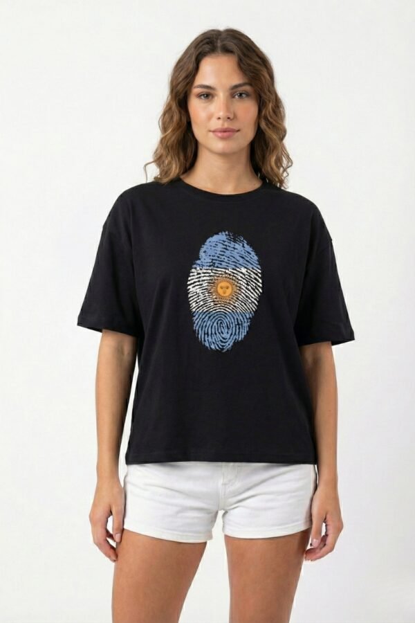 Remera Boxy Algodon Jersey 24/1 Huella Bandera Argentina DTF «HUELLA»