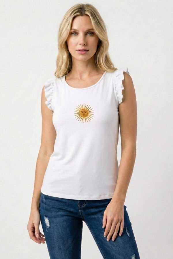 Musculosa Ribb Manga Volado Sol De Mayo Argentina En DTF "SUNNY"
