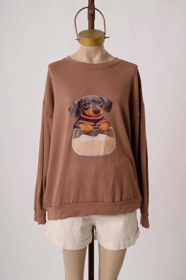 Buzo Rustico Frisado Cuello Redondo Perro Con Vaso En DTF «DOG»