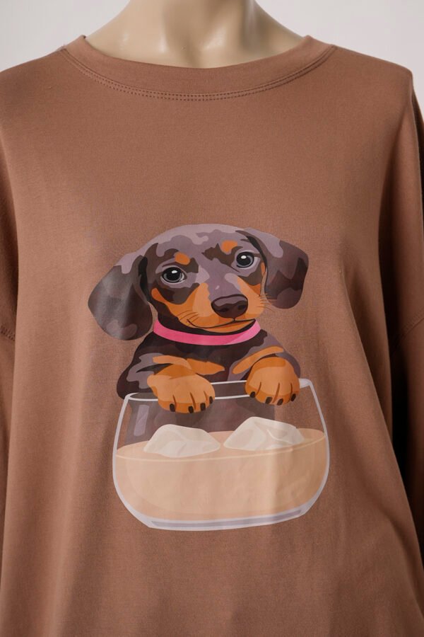 Buzo Rustico Frisado Cuello Redondo Perro Con Vaso En DTF «DOG»