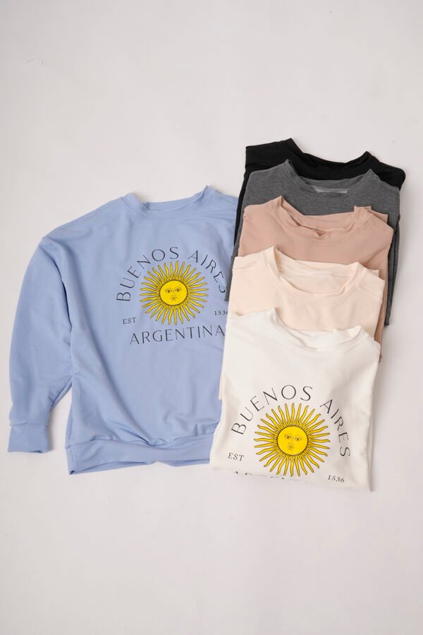 Buzo Rustico Lycra Cuello Redondo Sol De Mayo Argentina Estampado "1536"