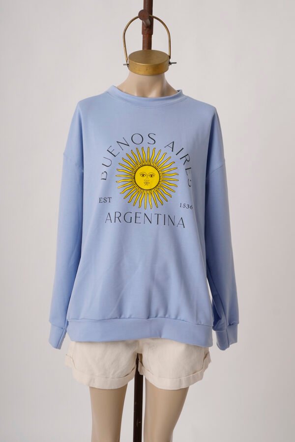 Buzo Rustico Lycra Cuello Redondo Sol De Mayo Argentina Estampado "1536"