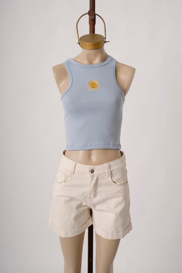 Top basico ribb sol de mayo bordado en el medio "LISETTE"