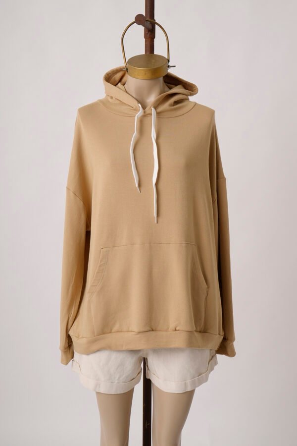 Maxibuzo rustico frisado liso con capucha "MILU"