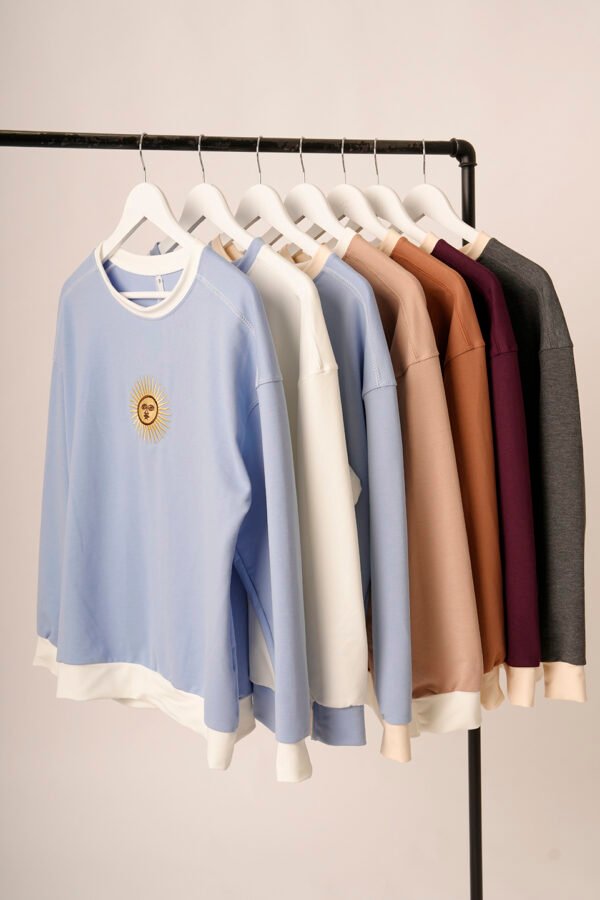 Buzo rustico lycra cuello redondo combinado sol de mayo bordado "FEDERAL"