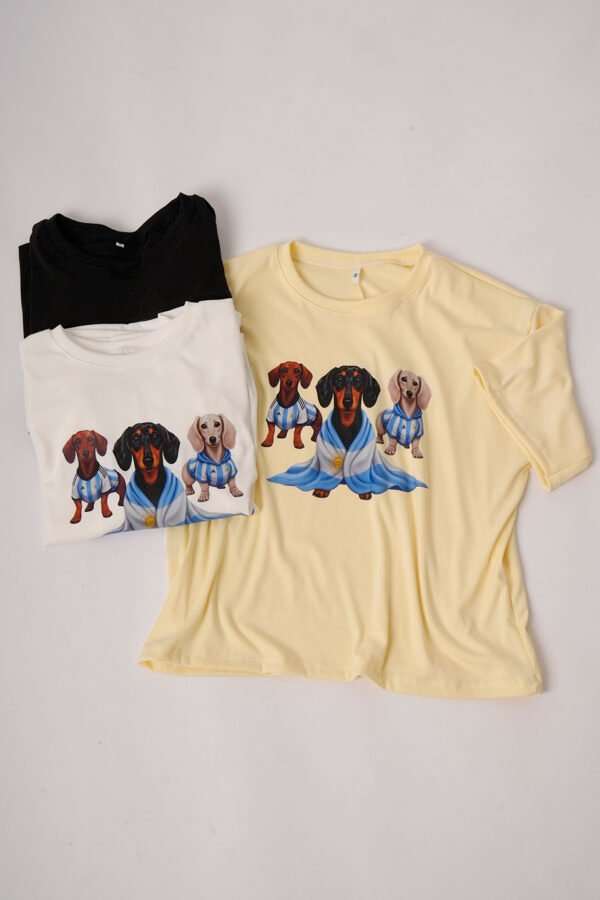 Remera Boxy Ribb Perros Con Ropa De Argentina DTF "PERRITOS"