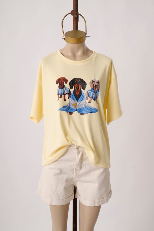 Remera Boxy Ribb Perros Con Ropa De Argentina DTF "PERRITOS"