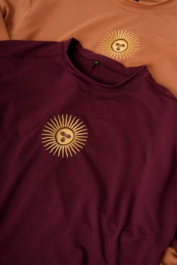 Buzo rustico lycra cuello redondo sol de mayo argentina bordado "AIRES"