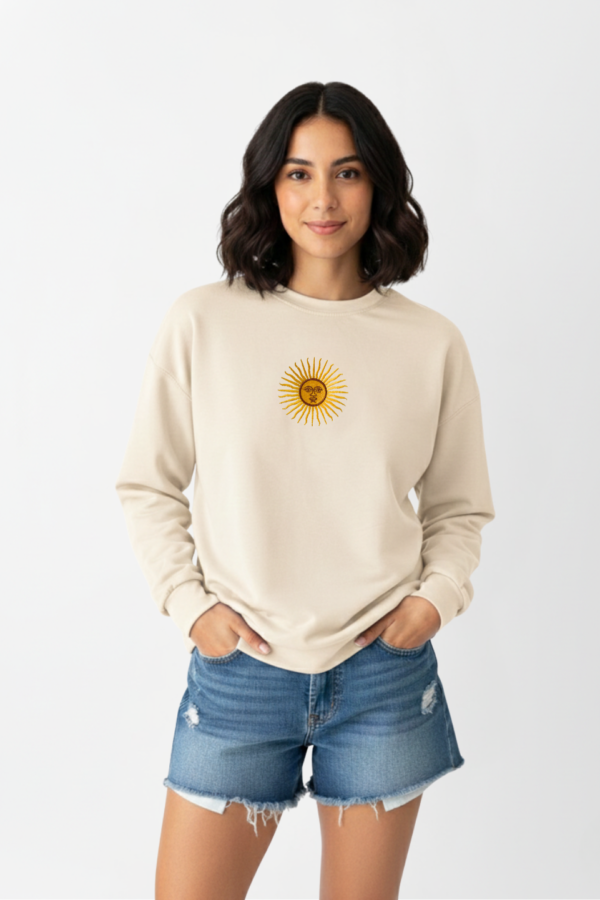 Buzo rustico lycra cuello redondo sol de mayo argentina bordado "AIRES"
