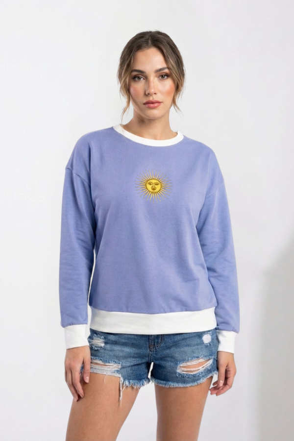 Buzo Rustico Lycra Cuello Redondo Combinado Sol De Mayo Bordado "NACIONAL"