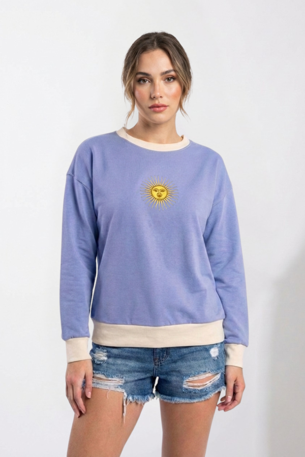 Buzo Rustico Lycra Cuello Redondo Combinado Sol De Mayo Bordado "NACIONAL"