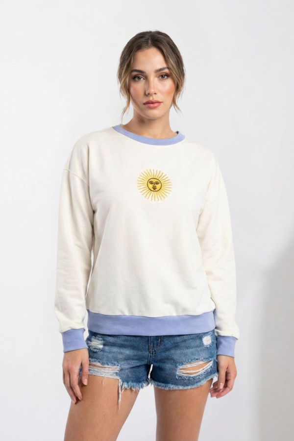 Buzo Rustico Lycra Cuello Redondo Combinado Sol De Mayo Bordado "NACIONAL"