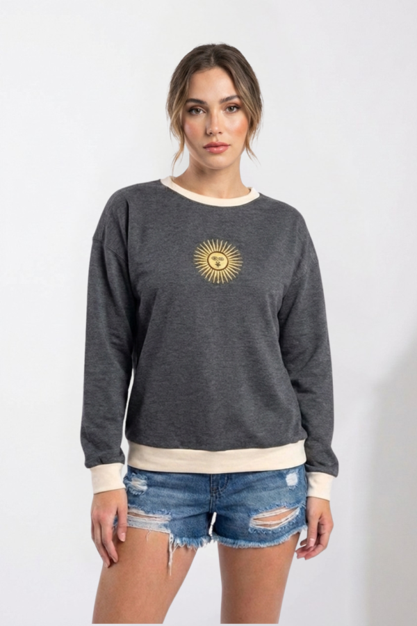 Buzo Rustico Lycra Cuello Redondo Combinado Sol De Mayo Bordado "NACIONAL"