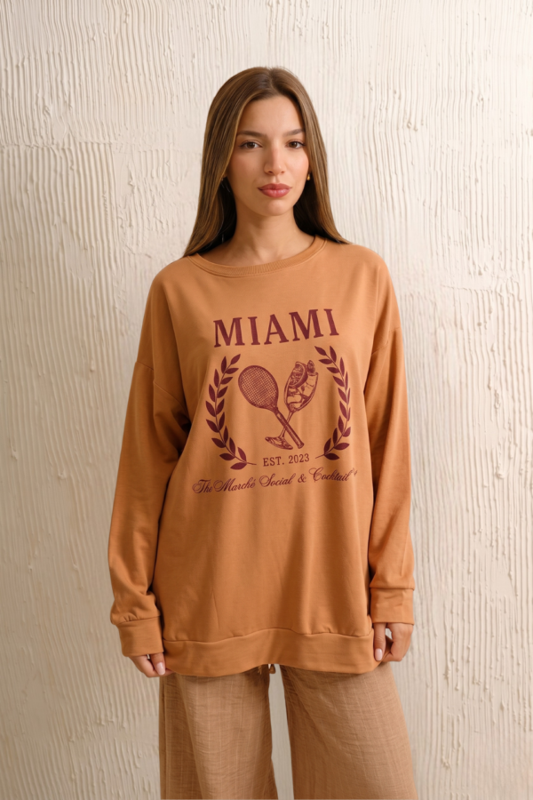 Maxibuzo Rustico Frizado Cuello Redondo Estampa Miami Copas Est 2023 "COCKTAIL"