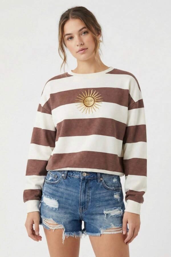 Buzo Rustico Cuello Redondo Rayado Sol De Mayo Borado "GALES"