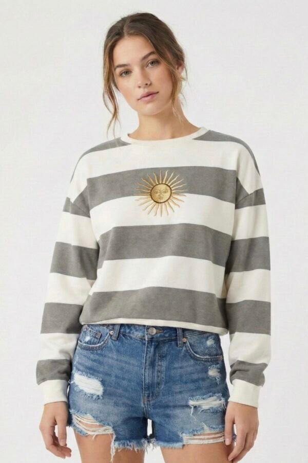 Buzo Rustico Cuello Redondo Rayado Sol De Mayo Borado "GALES"