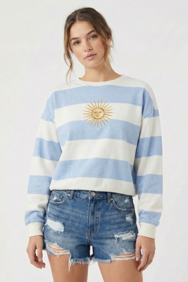 Buzo Rustico Cuello Redondo Rayado Sol De Mayo Borado "GALES"