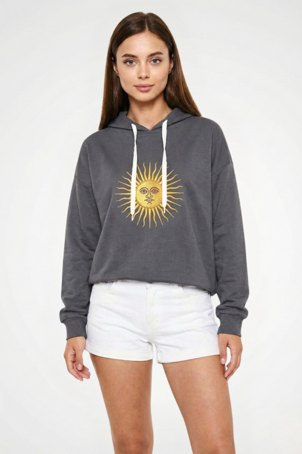 Buzo rustico frisado con capucha sol de mayo en DTF "LIZZY"