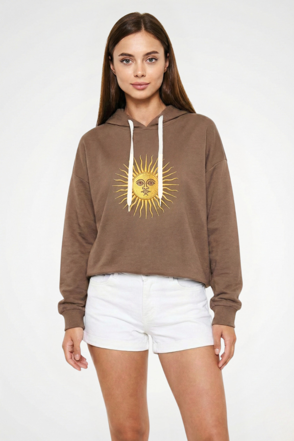 Buzo rustico frisado con capucha sol de mayo en DTF "LIZZY"