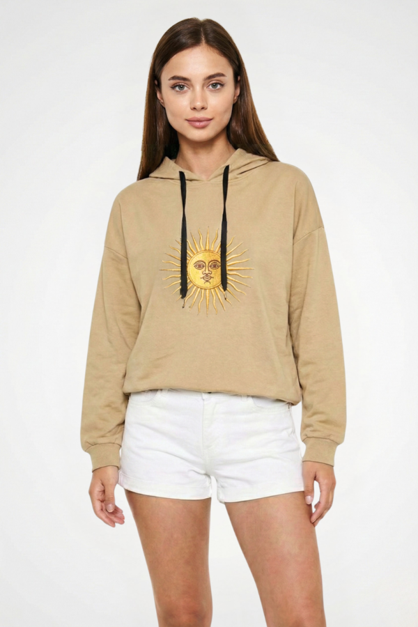 Buzo rustico frisado con capucha sol de mayo en DTF "LIZZY"