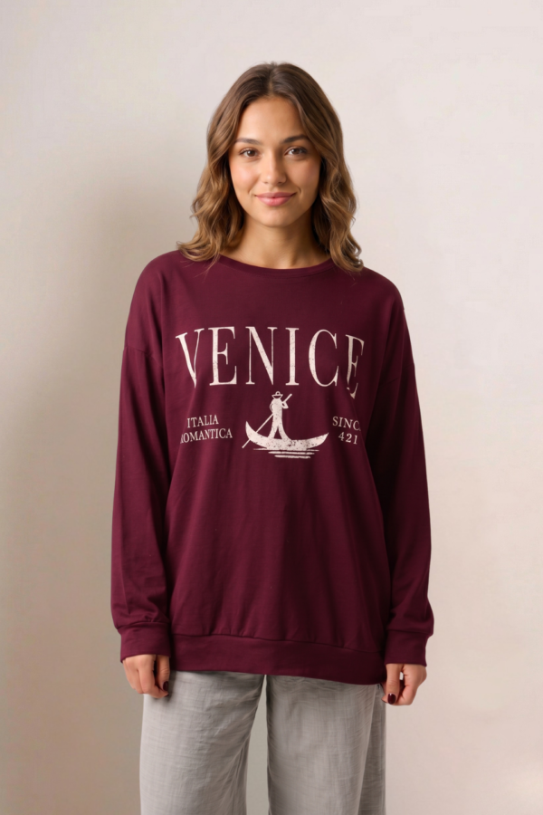 Maxibuzo rustico frisado cuello redondo "VENICE"