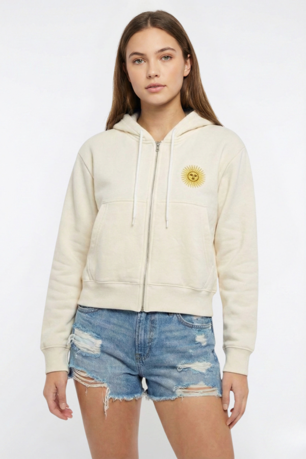 Campera Crop Frisa Con Capucha Sol De Mayo Bordado Lado Izquierdo "OLYMPIA"