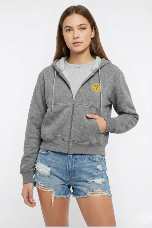 Campera Crop Frisa Con Capucha Sol De Mayo Bordado Lado Izquierdo "OLYMPIA"