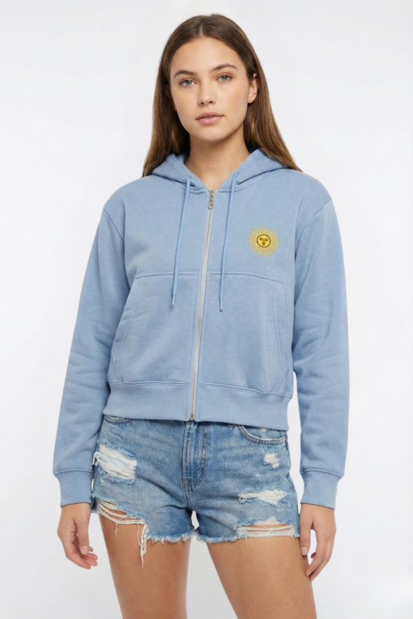 Campera Crop Frisa Con Capucha Sol De Mayo Bordado Lado Izquierdo "OLYMPIA"