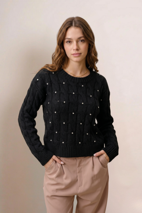 Sweater corto con tachas "SIDNEY"