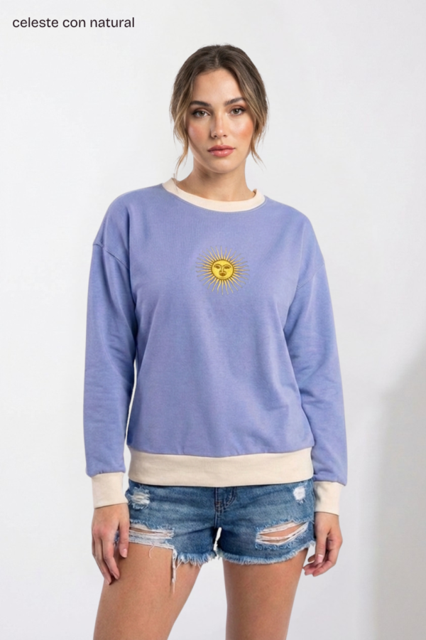 Buzo Rustico Lycra Cuello Redondo Combinado Sol De Mayo Bordado "NACIONAL"