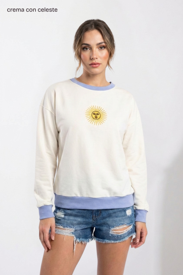 Buzo Rustico Lycra Cuello Redondo Combinado Sol De Mayo Bordado "NACIONAL"