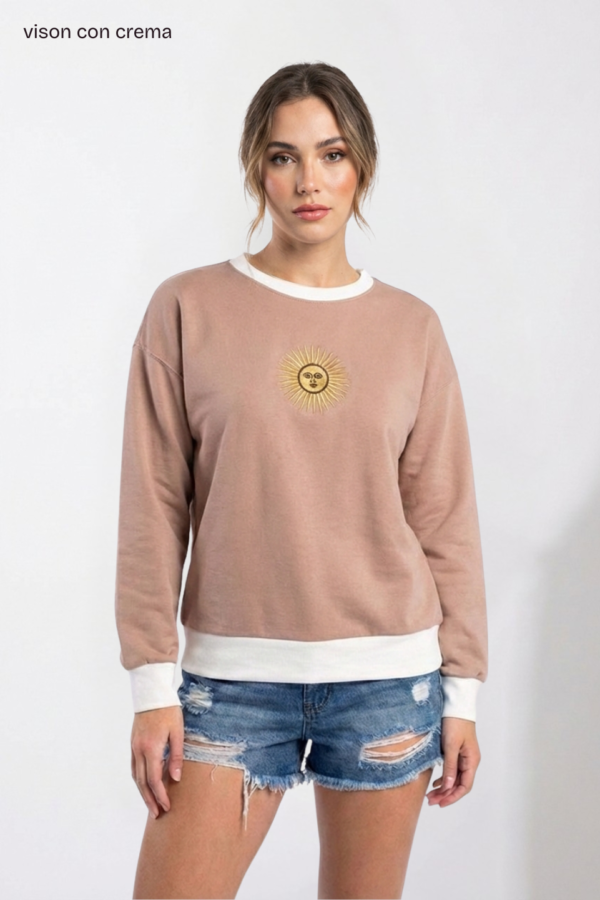 Buzo Rustico Lycra Cuello Redondo Combinado Sol De Mayo Bordado "NACIONAL"