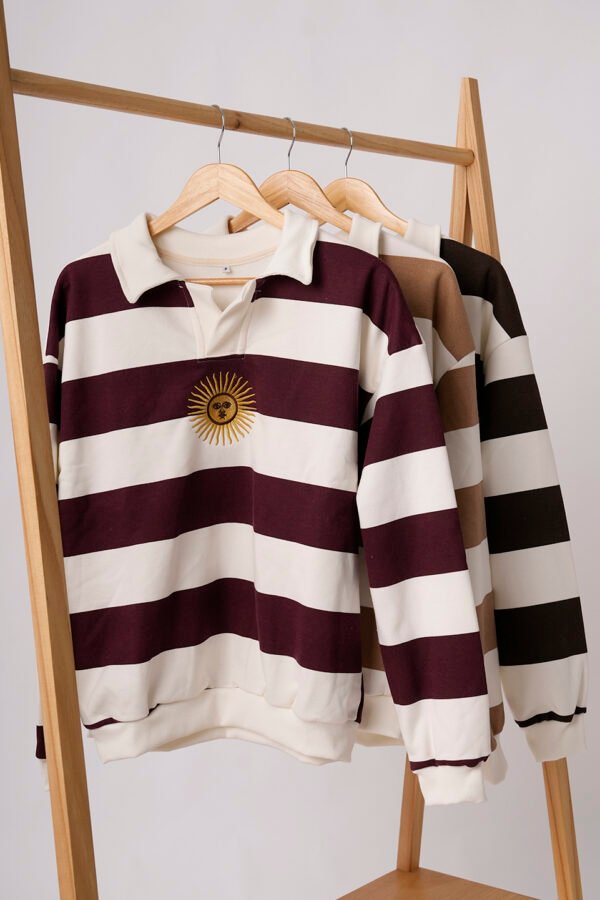 Buzo chomba rayado frisado sol de mayo bordado "DENTY"