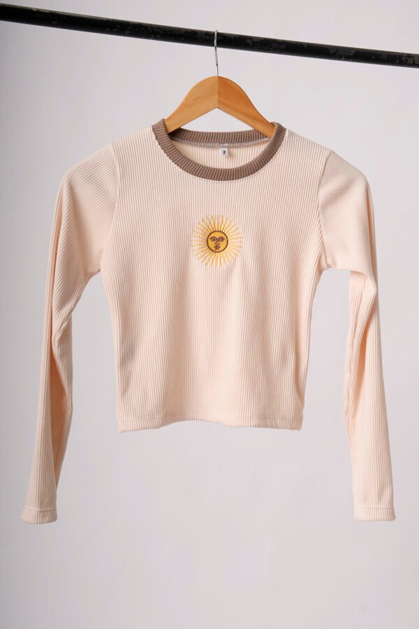 Top Combinado Manga Larga Morley Brushed Sol De Mayo Bordado En El Medio "LAYLA"