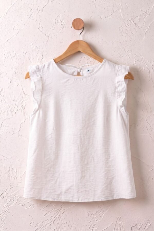 Musculosa gota satin mate manga broderie algodon para atar atras "ESTELA"