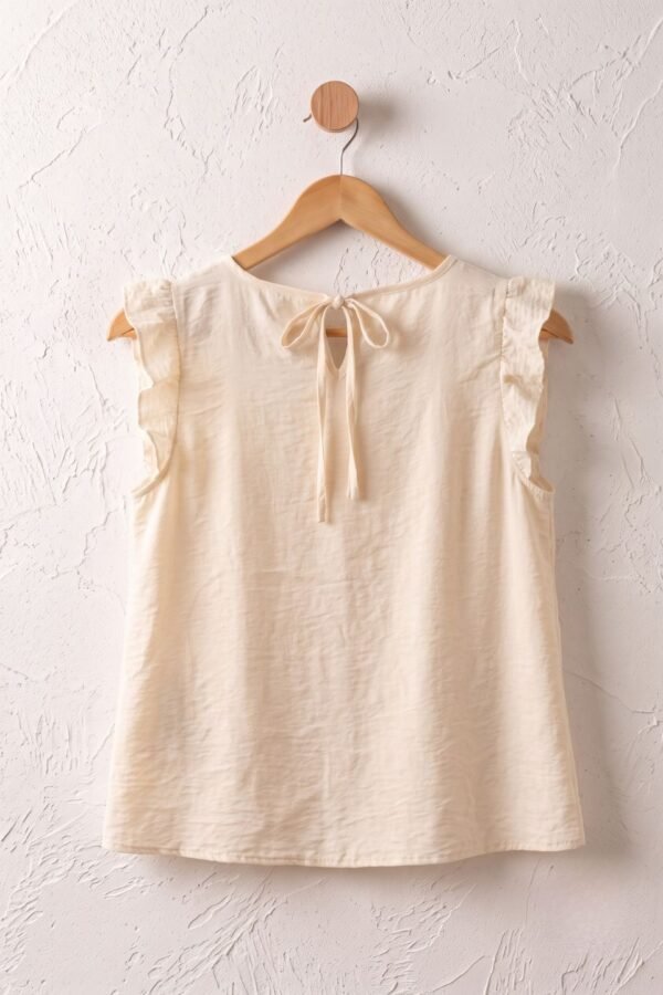 Musculosa gota satin mate manga broderie algodon para atar atras "ESTELA"