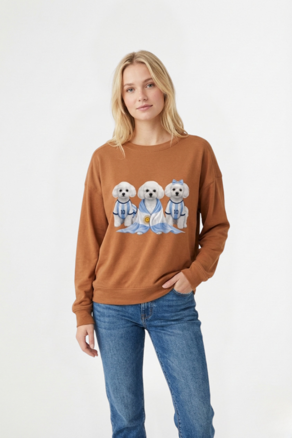 Buzo Rustico Frisado Cuello Redondo 3 Perros Con Camiseta En DTF "HINCHADA"